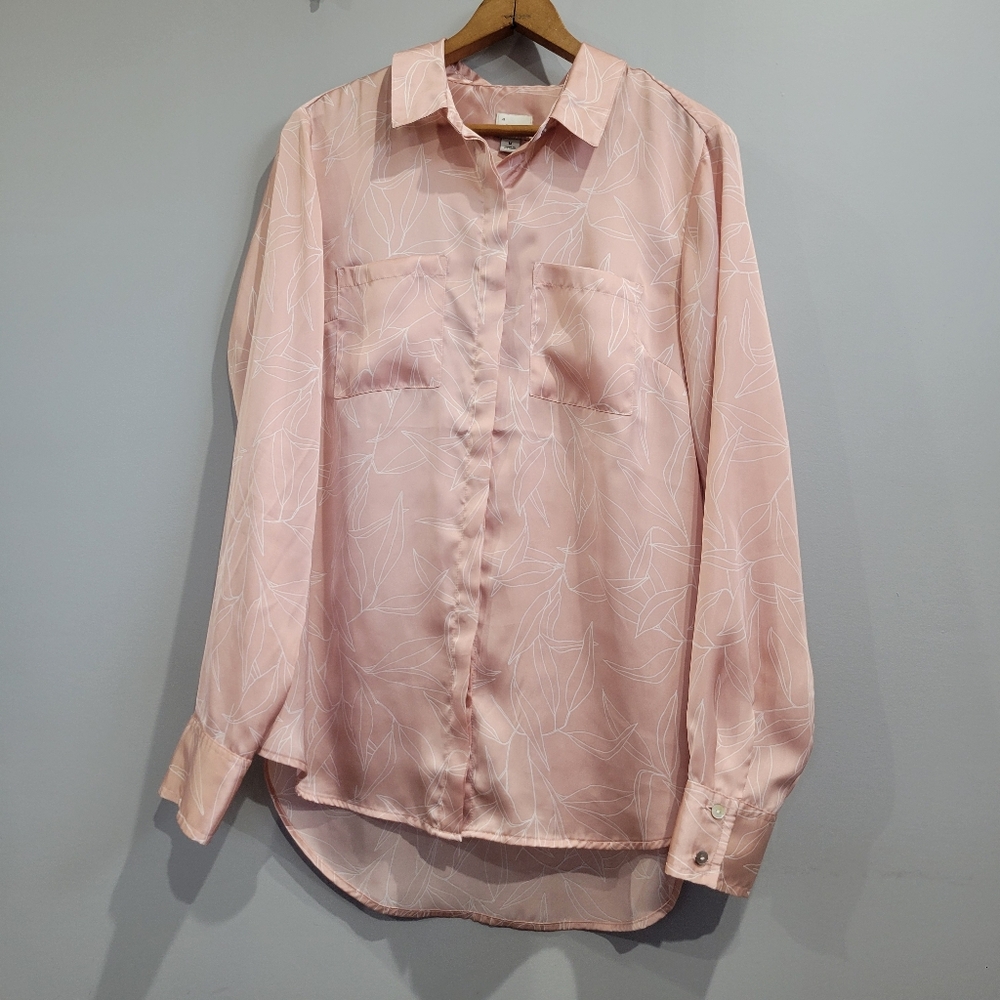 A New Day Pink Blouse Button-up Women's Medium